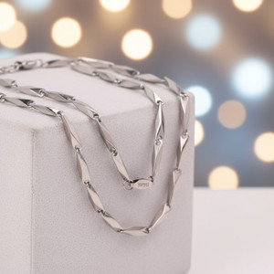 accessoo Premium Silver Finish Designer Chain for Men | Stainless Steel Stylish Necklace Gold-plated Plated Stainless Steel Chain