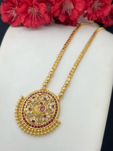 PBM CREATIONS Latest and Traditional chain Dollar in Impon Adigai / Gold Covering Necklace Gold-plated Plated Copper Chain Set