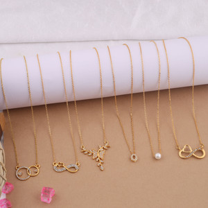 pearl jewellery brass necklaces chain pendent locket jewellery Gold-plated Plated Brass Necklace