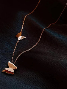 Zabby Allen Trendy Butterfly Design RoseGold Plated Chain for Girls Rhodium Plated Alloy Chain