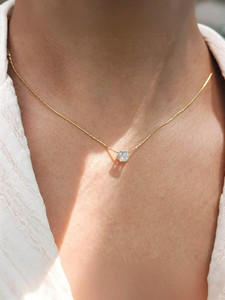 Palli Creation Small Round Diamond Pendent with Stainless Steel Gold Plated Chain Gold-plated Plated Stainless Steel Chain