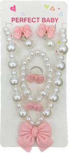 SYGA Children's Girls Necklace Earring Bracelet Party(Link Pink 4 Pieces) Alloy Necklace Set