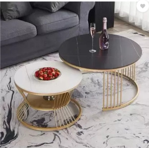 SS CRAFTMAKERS Modern Nesting Side Table Set of 2 End Table for Living Room Metal Nesting Table