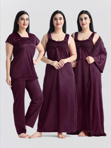 NIGHT KEYS Women Nighty with Robe