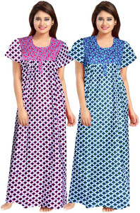 PINK CITY MART Women Applique, Printed Pink, White Night Suit Set