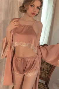 LIKSUN Women Robe and Lingerie Set