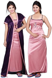 BMP Women Solid Purple Night Suit Set