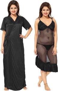Rangmor Women Nighty with Robe