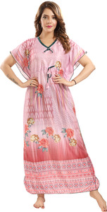 Mahaarani Printed Satin Blend Women Kaftan
