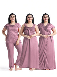NIGHT KEYS Women Nighty with Robe