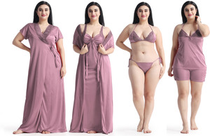 NIGHT KEYS Women Nighty with Robe