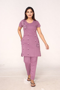 Clint Women Printed Pink Night Suit Set