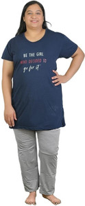 La Rainbow Women Printed Dark Blue Top & Pyjama Set