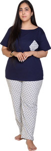 LOVE LONDON Women Printed Blue, White Top & Pyjama Set