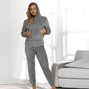 SHAPERX Women Solid Grey Night Suit Set