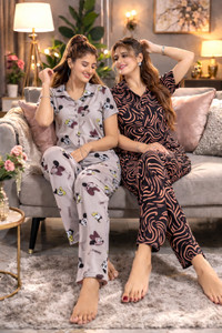 Trade Zone Women Printed Multicolor Night Suit Set