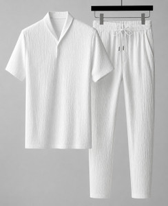 ROXDEVIL Men Solid White Top & Pyjama Set