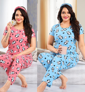 SIDWA Women Printed Multicolor Night Suit Set
