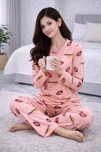 Trade Zone Women Printed, Conversational Pink Top & Pyjama Set