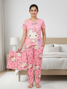 BlackBasket Women Printed Multicolor Night Suit Set