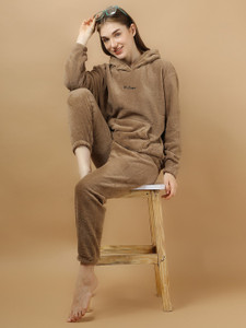 Lugo Women Printed Brown Night Suit Set