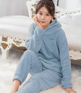 Pollo Loco Women Solid Blue Night Suit Set