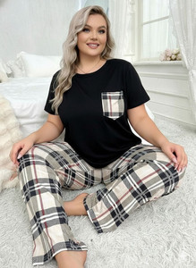 BlackBasket Women Printed Black Top & Pyjama Set