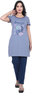 Clint Women Printed Blue Night Suit Set