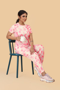 DADX Women Ombre/Dyed Pink Night Suit Set