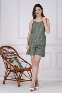 RAAKA Women Printed Green Top & Shorts Set