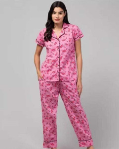 CROWN KING GARMENTS Women Printed Multicolor Shirt & Pyjama set