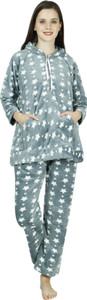 Taausha Women Printed Grey Night Suit Set