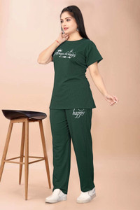 Vmv Decor Women Printed Green Night Suit Set