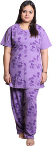 LOVE LONDON Women Printed Purple Night Suit Set