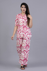 ARCTEE Women Printed Pink Shirt & Pyjama set