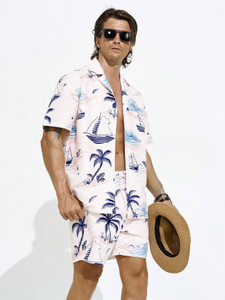 Leriya Fashion Men Printed White Night Suit Set