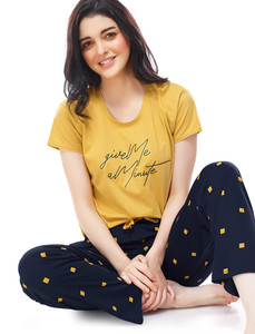 ZEYO Women Printed Multicolor Top & Pyjama Set