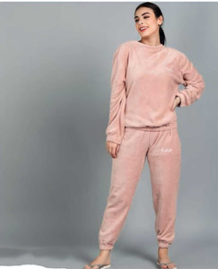 TRENDINGFSHION Women Self Design Pink Night Suit Set