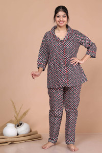 Plaful Women Printed Multicolor Night Suit Set