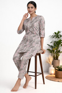 Duchess Women Printed Brown Top & Pyjama Set