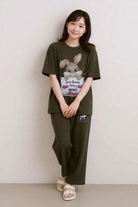 Fasolia Women Graphic Print Green Top & Pyjama Set