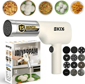 EKIY Electric Idiyappam/Noolappam/Muruke/Pakkavada/Noodles Maker 12 in 1 | 1500mAh Spaghetti and Pasta Maker