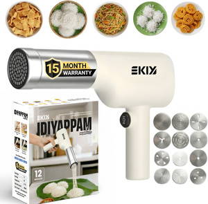 EKIY Electric Idiyappam/Noolappam/Muruke/Pakkavada/Noodles Maker 12 in 1 | 1500mAh Spaghetti and Pasta Maker