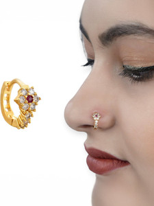 Jat Jewellers Gold-plated Plated Brass Nose Ring