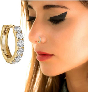 vishalnosepin Cubic Zirconia Gold-plated Plated Brass Nose Ring