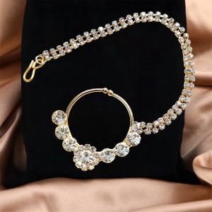 THE SRINGAAR STORE Cubic Zirconia Gold-plated Plated Alloy Nathiya