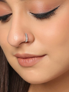 VISHAL Cubic Zirconia Silver Plated Brass Nose Ring
