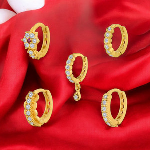 Jat Jewellers Ruby Gold-plated Plated Brass Nose Ring