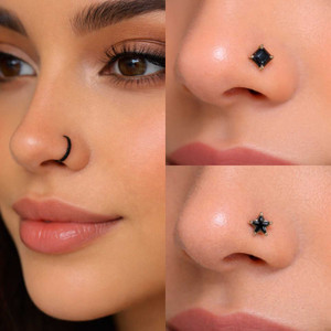 ज़ैन Cubic Zirconia गोल्ड प्लेटेड प्लेटेड अलॉय नोज़ स्टड सेट