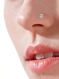 house of common Sterling Silver Plated Brass, Stone, Tungsten Nose Stud
